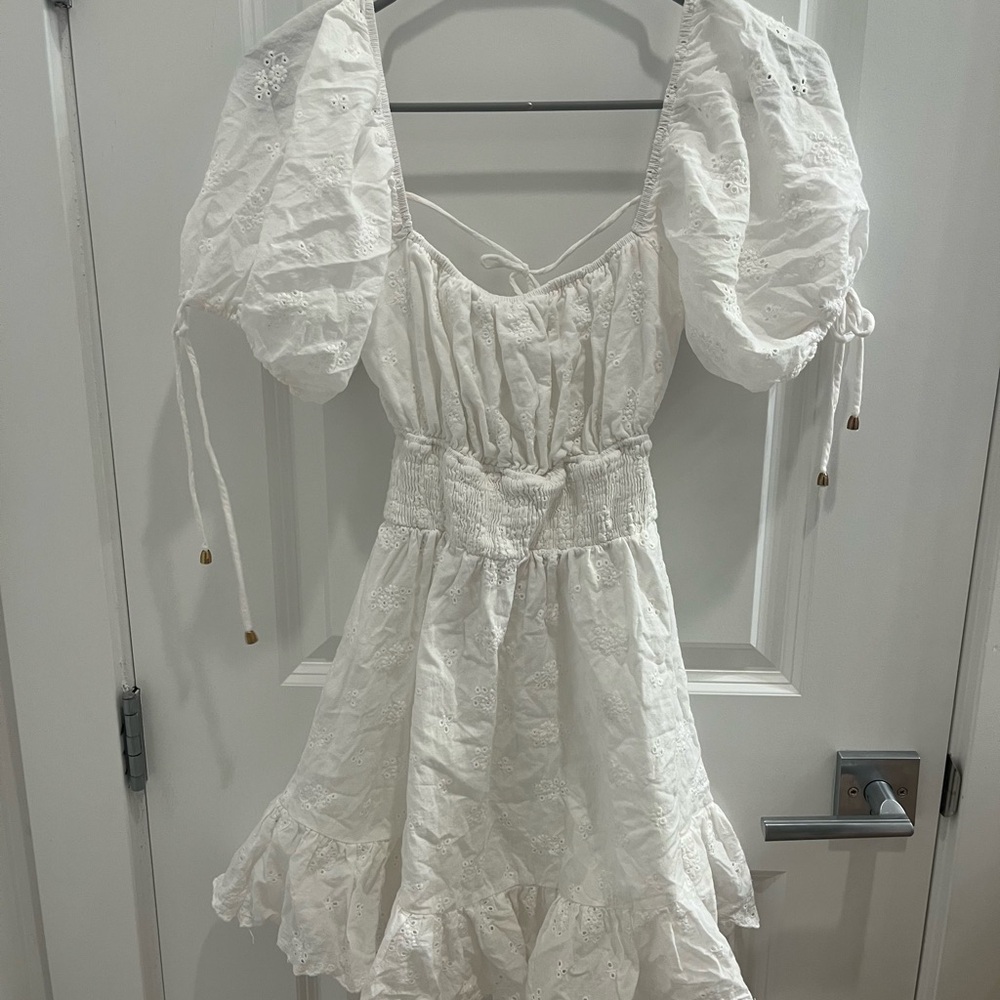 white lace mini dress